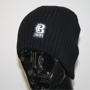 Brim Black Ribbed Beanie